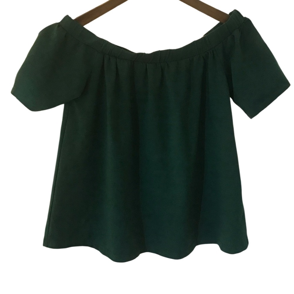 Chic Off-Shoulder Dark Green Blouse